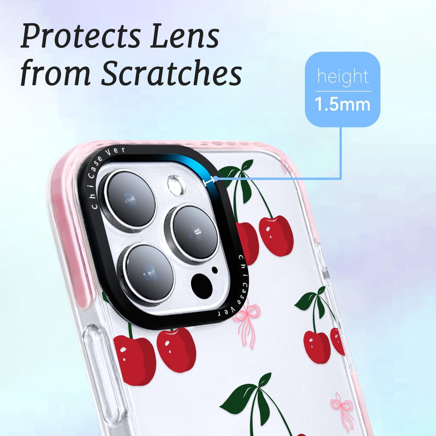 ChiCaseVer for iPhone 14 Case, Cute Cherry Mon Chéri Pattern with Bows, Military-Grade Drop Protection, Cute Soft Slim TPU Protective Cover with Camera Protection for Women & Girls