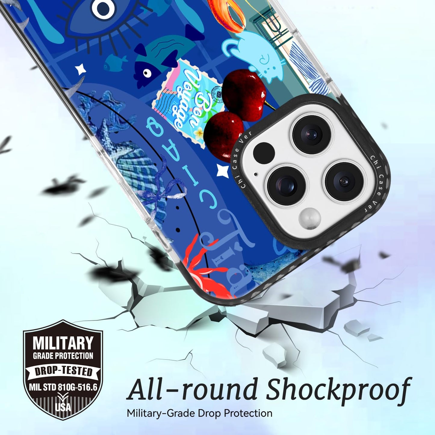 ChiCaseVer for iPhone 14 Case Travel Adventure Collage Pattern Military Grade Drop Protection Cute Slim TPU Cover with Camera Protection for Women Girls Travel Lovers
