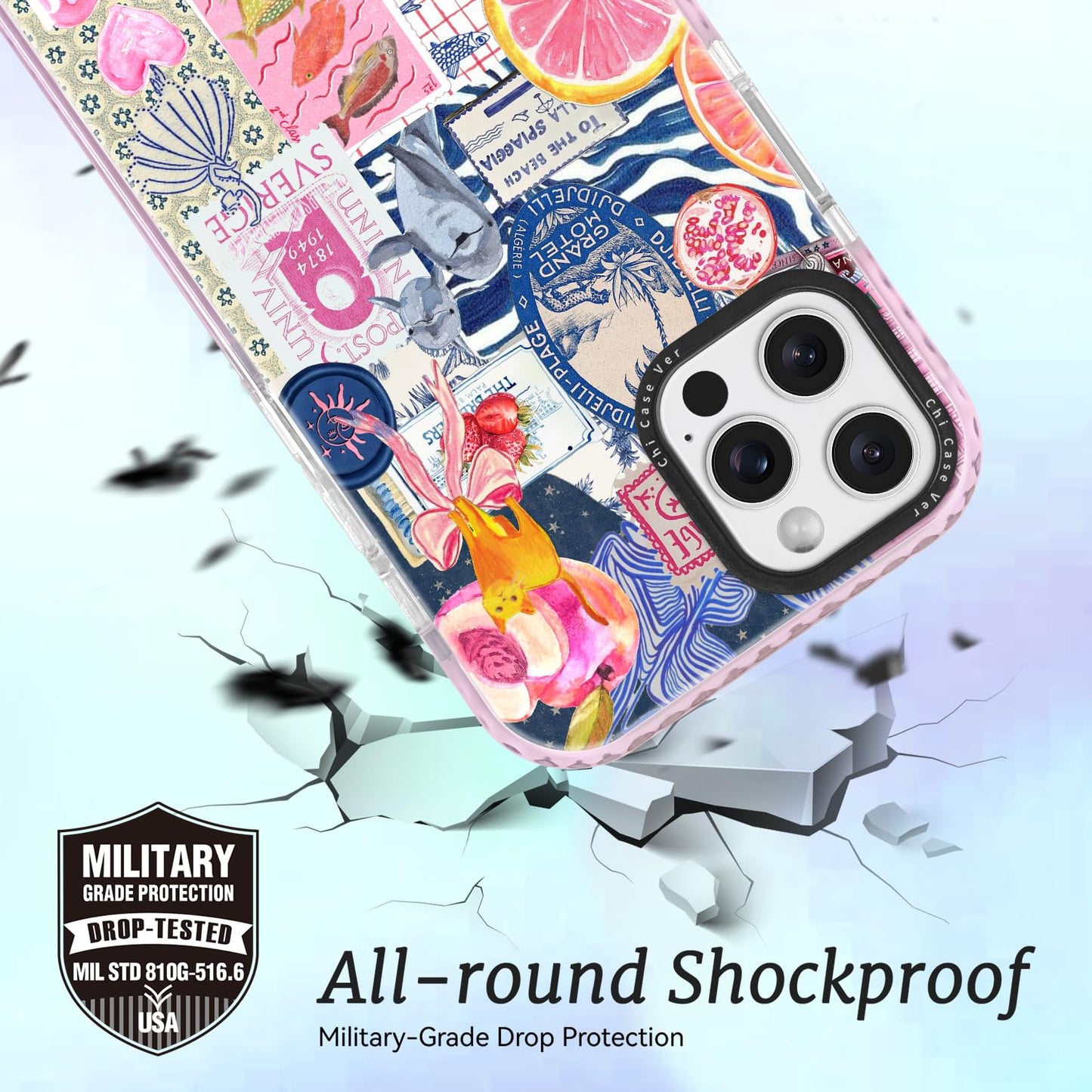 ChiCaseVer for iPhone 12 Case,Y2K Citrus Coastal Vintage Style Military-Grade Drop Protection TPU Camera Protection for Women Girls