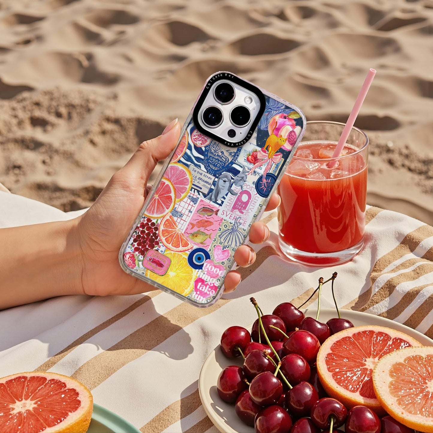 ChiCaseVer for iPhone 13 mini Case,Y2K Citrus Coastal Vintage Style Military-Grade Drop Protection TPU Camera Protection for Women Girls