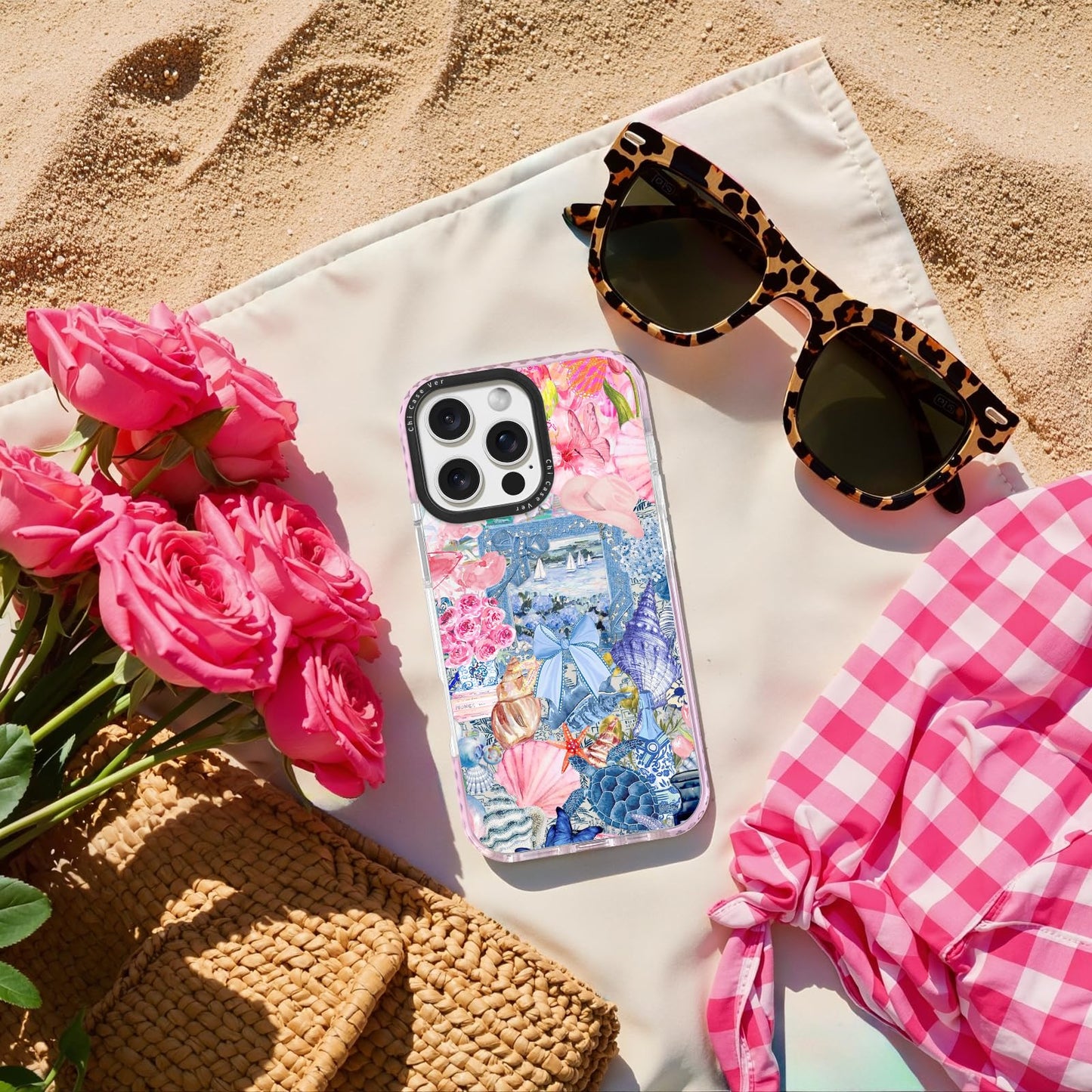 ChiCaseVer for iPhone 14 Case, Coastal Vintage Collage Pattern, Military-Grade Drop Protection, Cute Soft Slim TPU Protective Cover with Camera Protection for Women & Girls