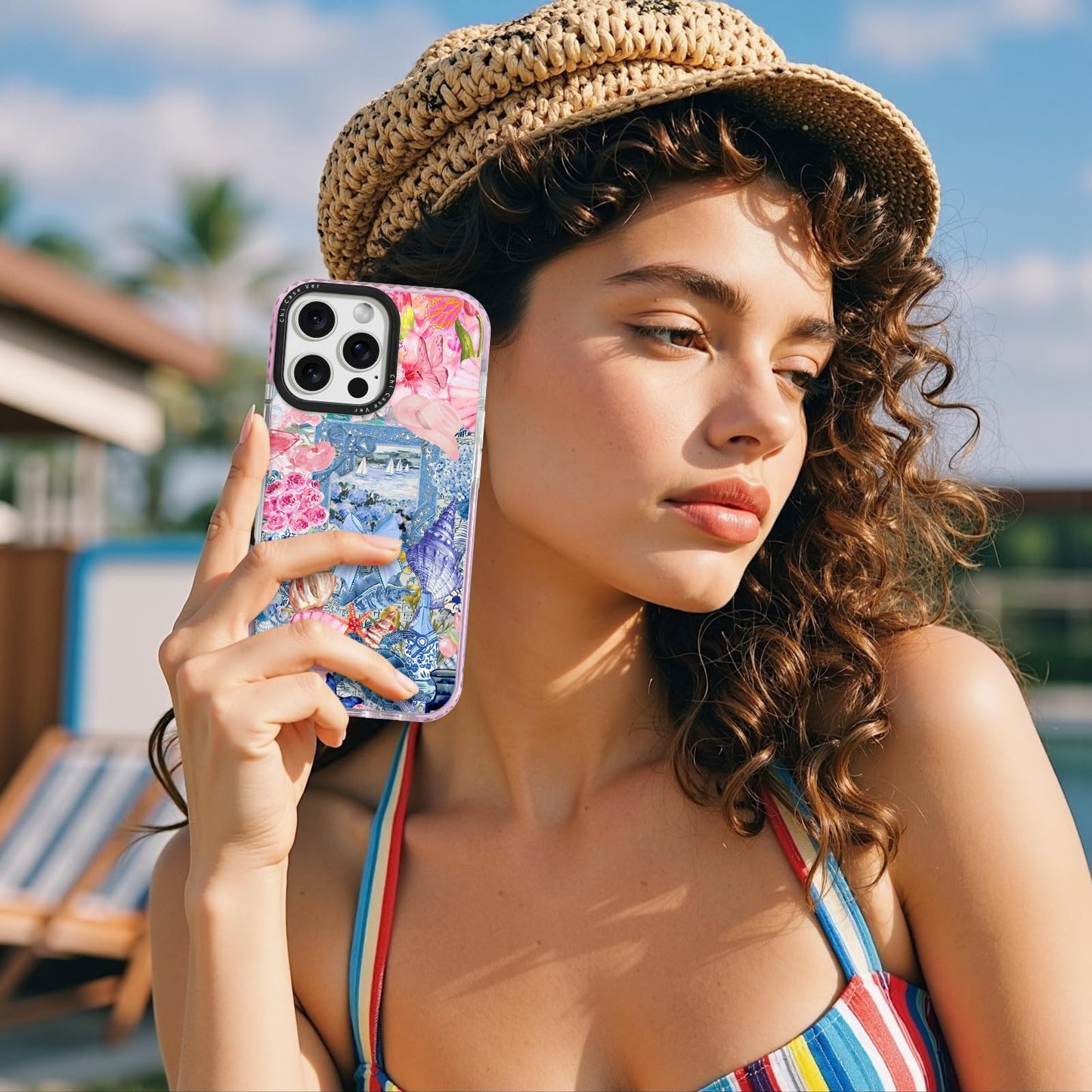 ChiCaseVer for iPhone 14 Case, Coastal Vintage Collage Pattern, Military-Grade Drop Protection, Cute Soft Slim TPU Protective Cover with Camera Protection for Women & Girls