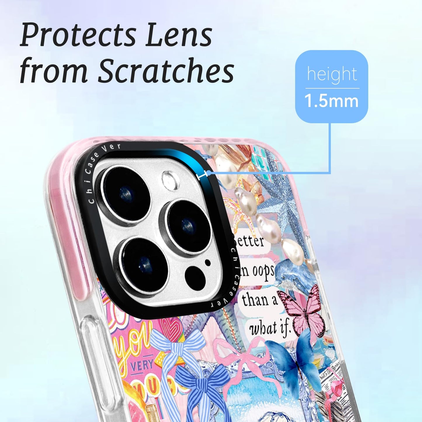 ChiCaseVer for iPhone 13 Pro Max Case, Coastal Collage Pattern with Romantic Quote, Military-Grade Drop Protection, Cute Soft Slim TPU Protective Cover with Camera Protection for Women & Girls