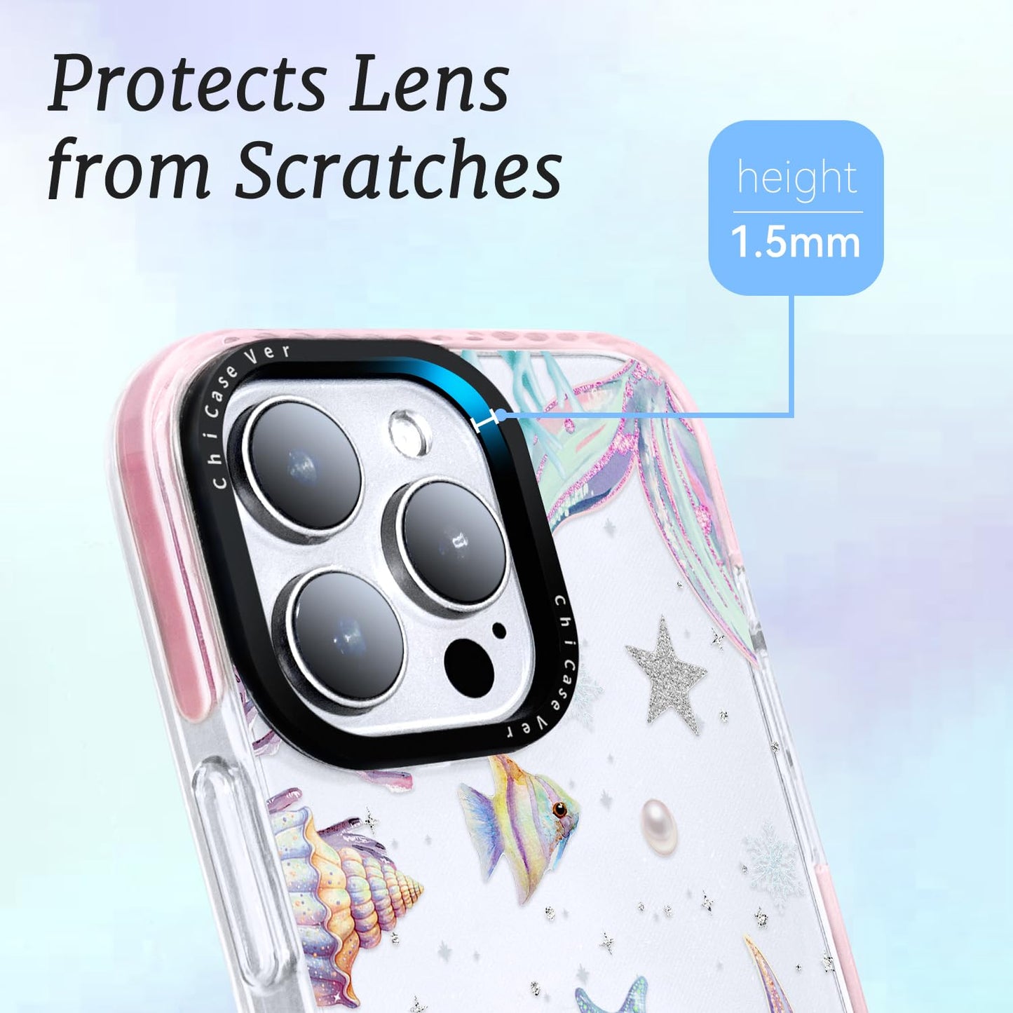 ChiCaseVer for iPhone 14 Case, Magical Mermaid Pattern with Iridescent Tail, Military-Grade Drop Protection, Cute Soft Slim TPU Protective Cover with Camera Protection for Women & Girls