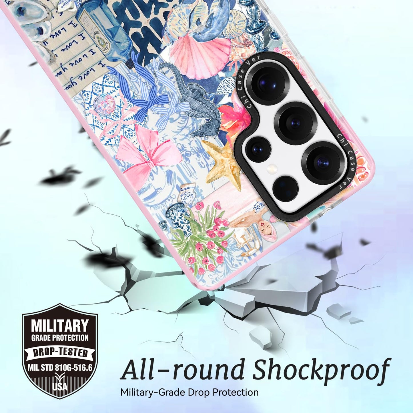 ChiCaseVer for Samsung Galaxy S25 Ultra Case, Coastal Romantic Y2K Design with Military-Grade Drop Protection, Cute Ocean Theme TPU Cover with 1.5mm Camera Protection for Women Girls