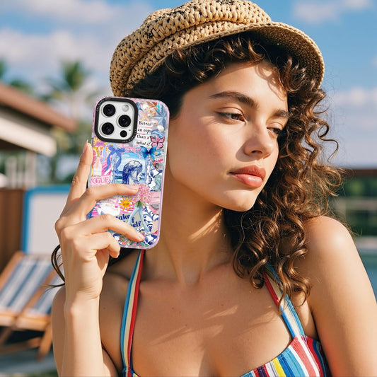 ChiCaseVer for iPhone 13 mini Case, Coastal Collage Pattern with Romantic Quote, Military-Grade Drop Protection, Cute Soft Slim TPU Protective Cover with Camera Protection for Women & Girls