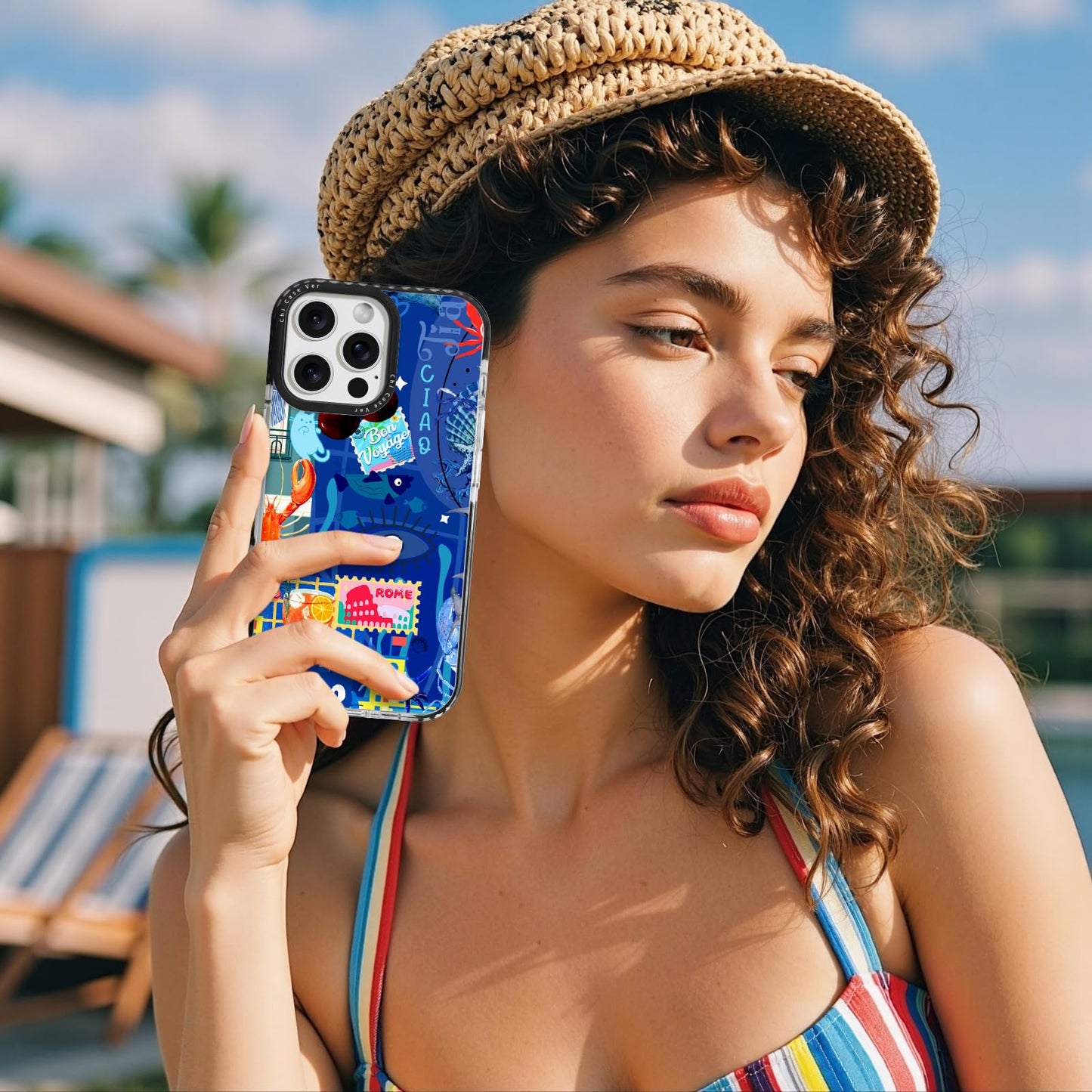 ChiCaseVer for iPhone 14 Case Travel Adventure Collage Pattern Military Grade Drop Protection Cute Slim TPU Cover with Camera Protection for Women Girls Travel Lovers
