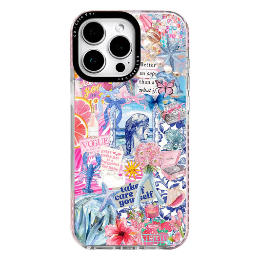 ChiCaseVer for iPhone 12 Pro Max Case, Coastal Collage Pattern with Romantic Quote, Military-Grade Drop Protection, Cute Soft Slim TPU Protective Cover with Camera Protection for Women & Girls