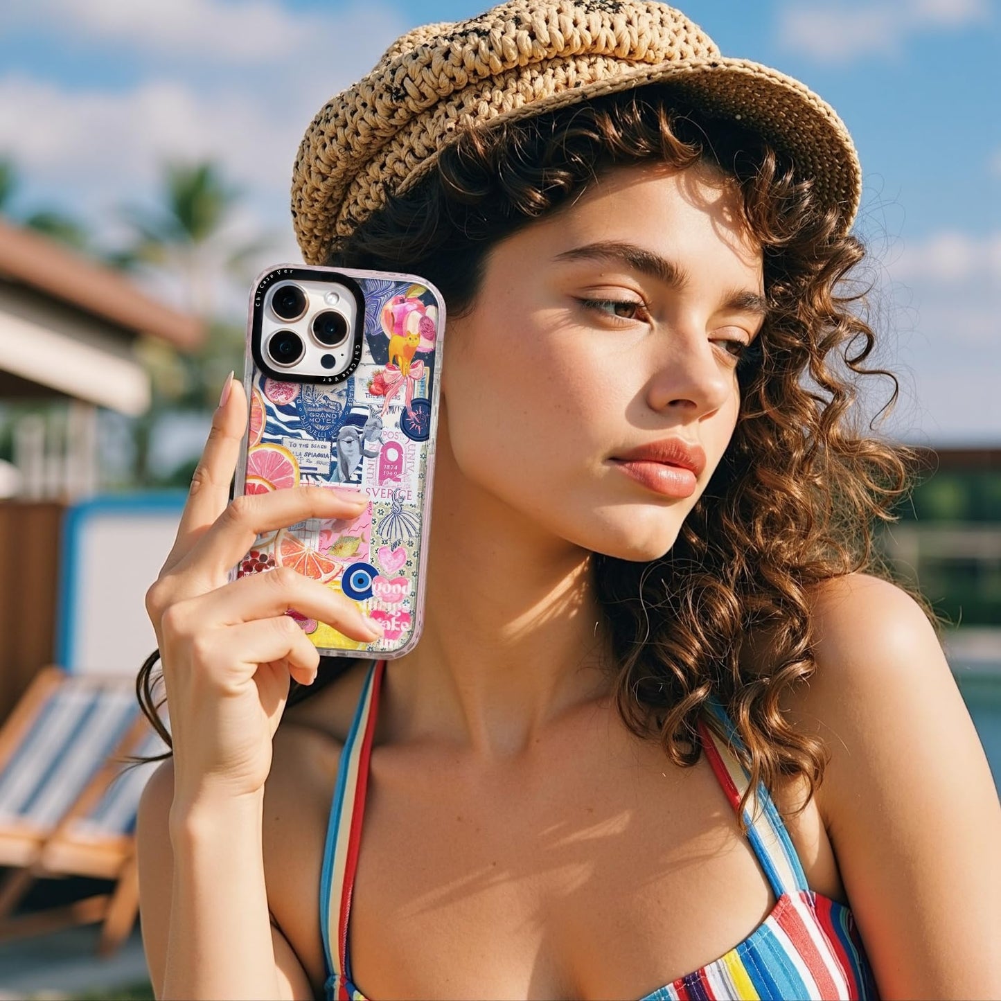 ChiCaseVer for iPhone 12 Case，Y2K Citrus Coastal Vintage Style Military-Grade Drop Protection TPU Camera Protection for Women Girls